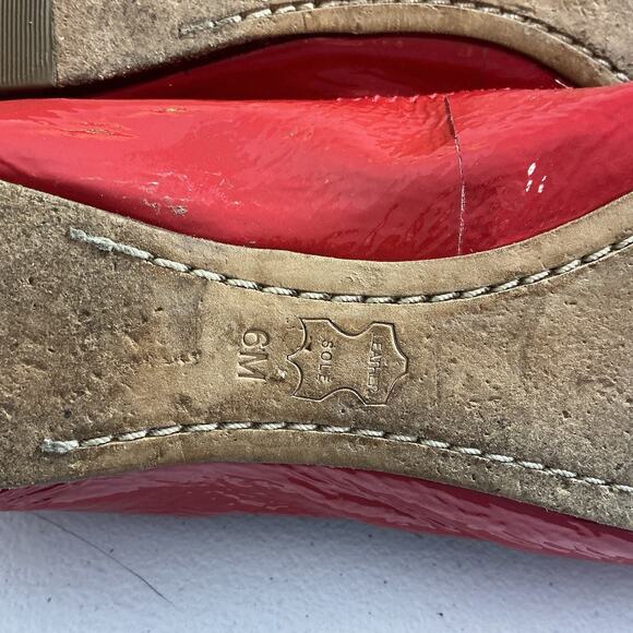 Tory Burch Caroline Ballet Flat Red Leather Size 6M - Picture 4 of 15